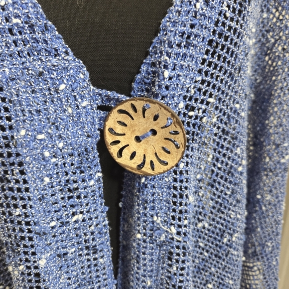 ⭐️Lulu-B Blue Knit Open Cardigan With Coconut Buttobs Size L - Picture 3 of 5